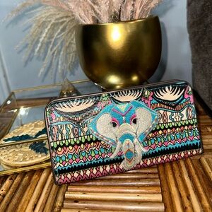 Sakroots Colorful Elephant Embroidered Women's Wallet